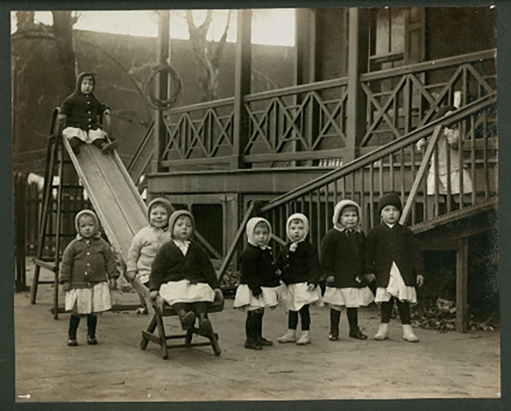 Children playing at the Philadelphia Home for Infants, photograph (1900), Children's Aid Society of Pennsylvania records (Collection 3026), The Historical Society of Pennsylvania.